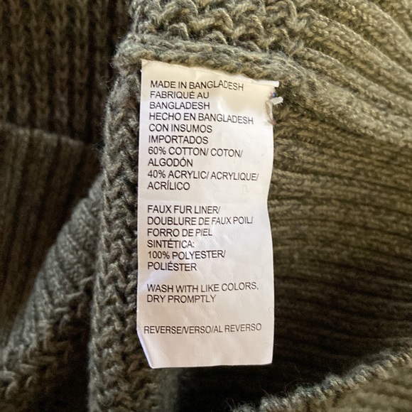 G.H. Bass & Co Olive Sherpa Mock Neck Sweater Size L - Picture 5 of 6